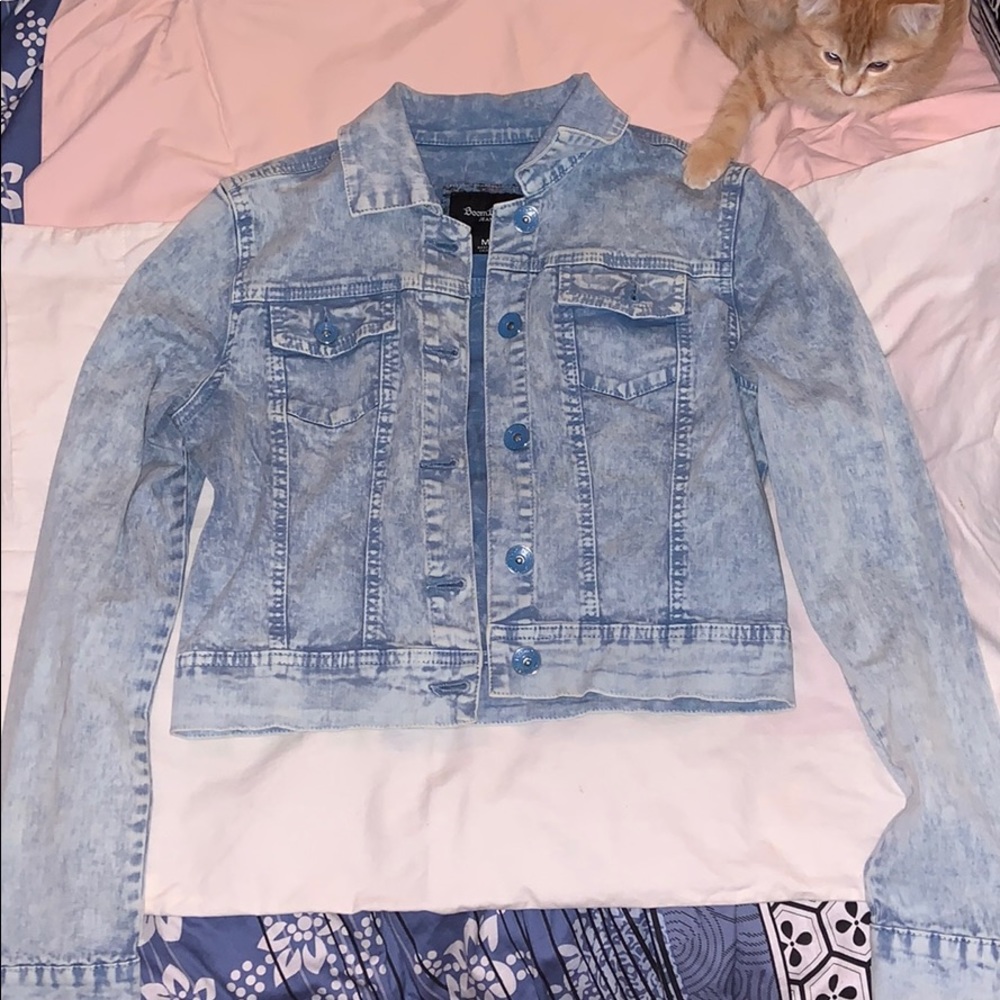 Boom Boom Jeans bleach-washed cropped jean jacket